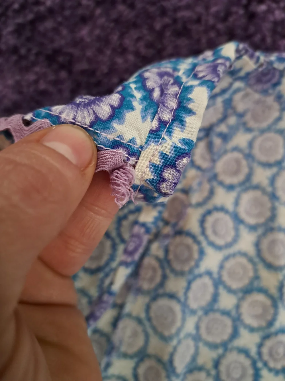 Violet Daisy Kitchen Apron | Blue Purple Floral Vintage Style  w/ Pockets